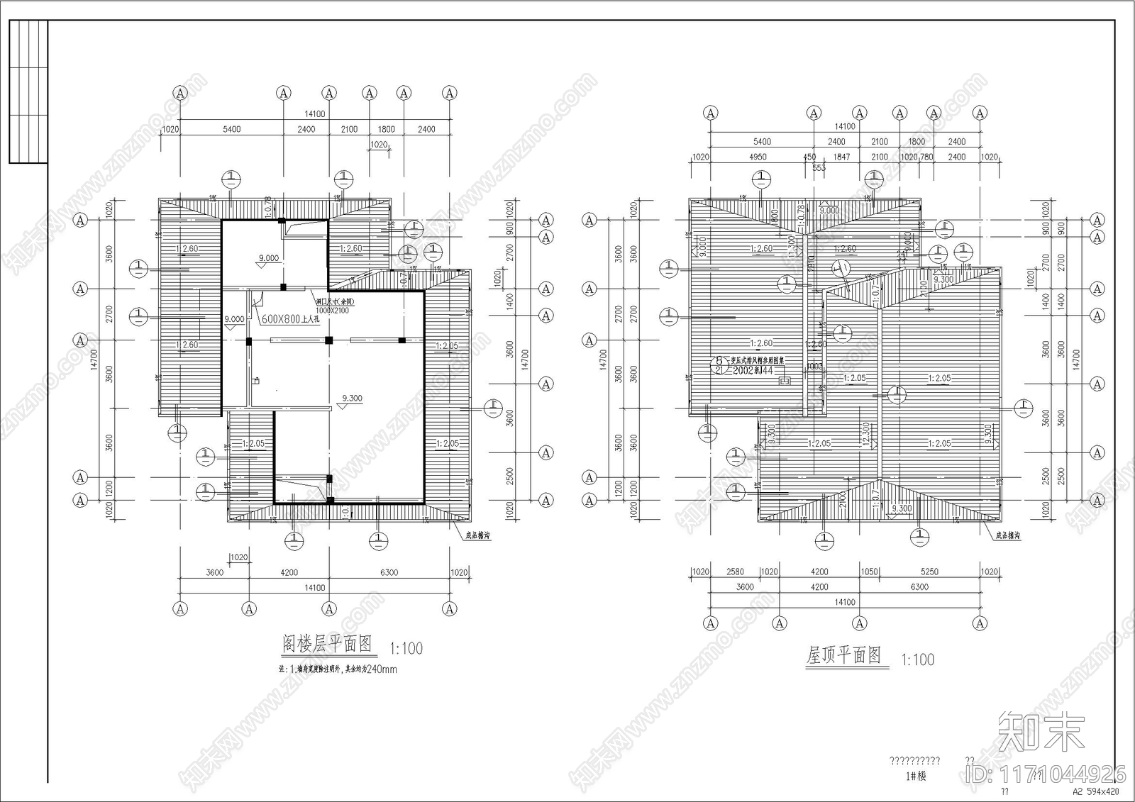 简约别墅建筑cad施工图下载【ID:1171044926】