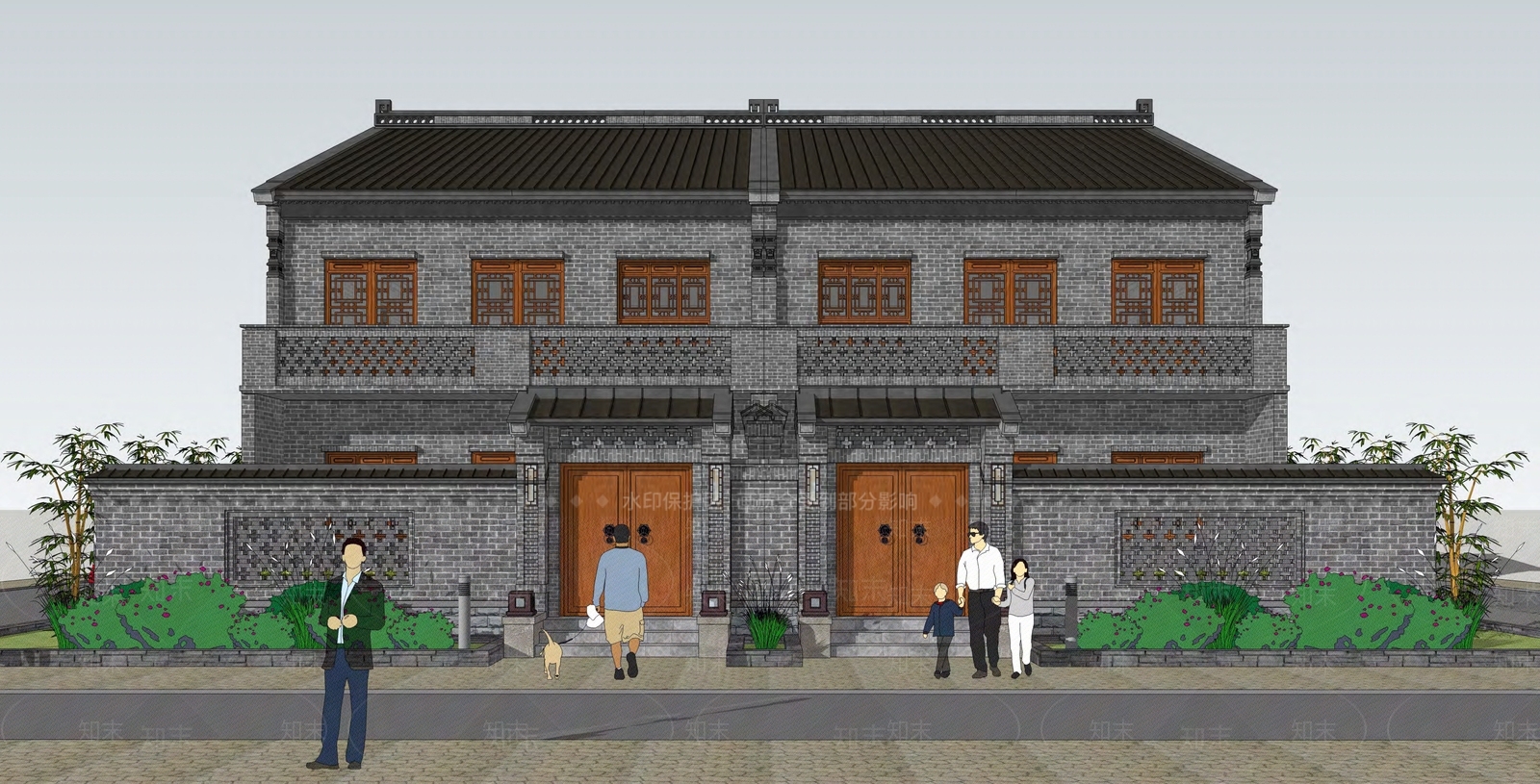 中式乡村民房SU模型下载【ID:1171045529】