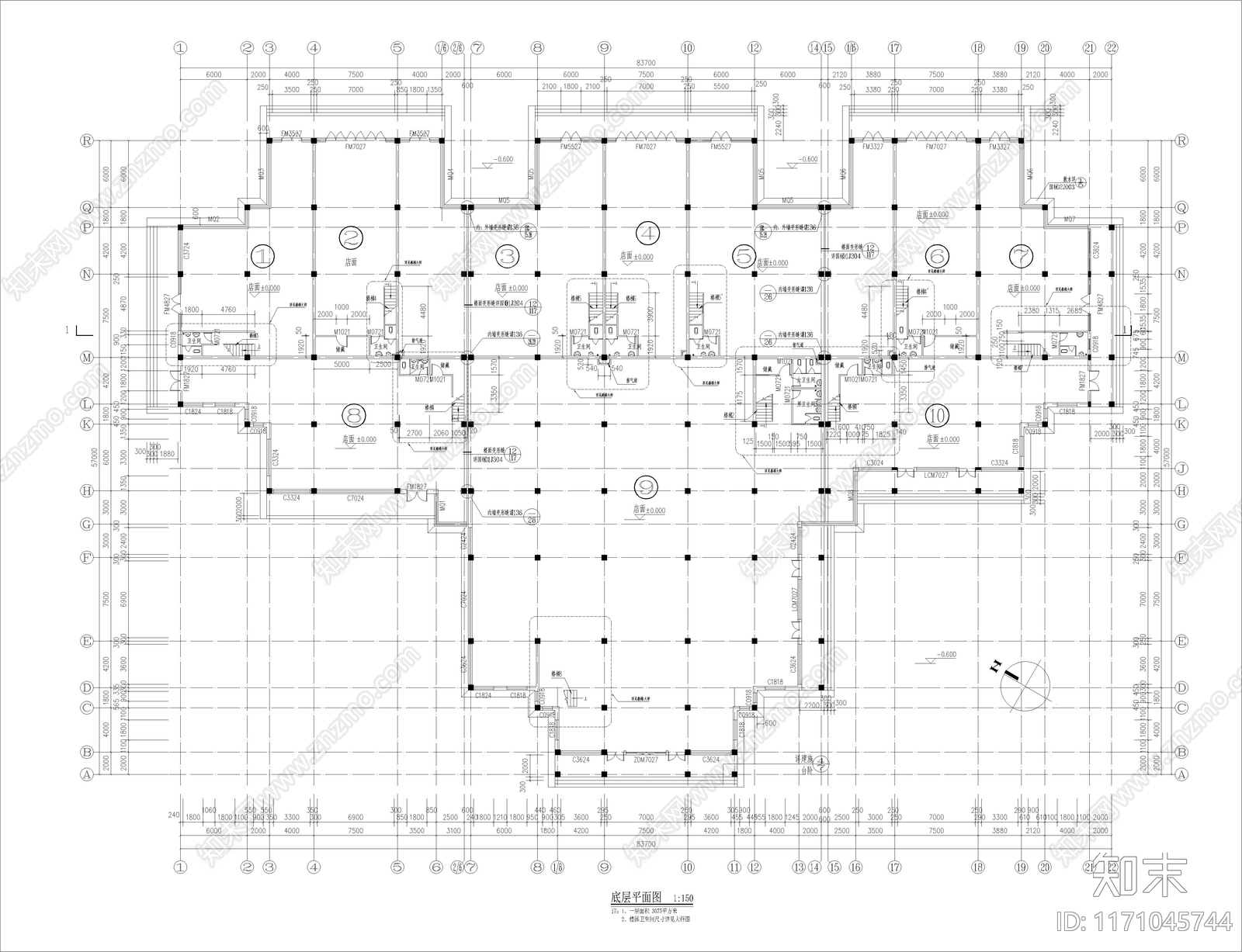 美式别墅建筑cad施工图下载【ID:1171045744】