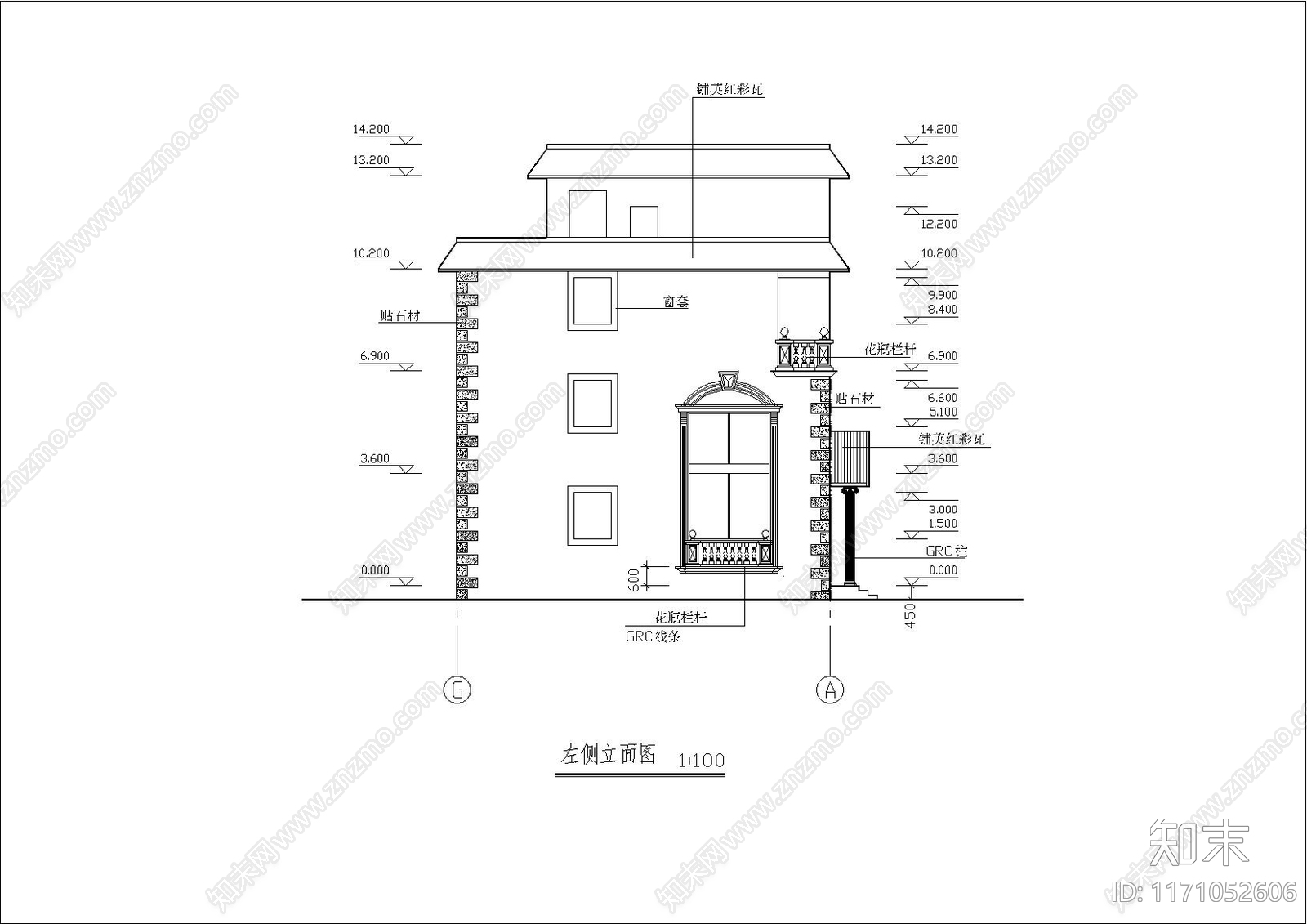 欧式别墅建筑cad施工图下载【ID:1171052606】