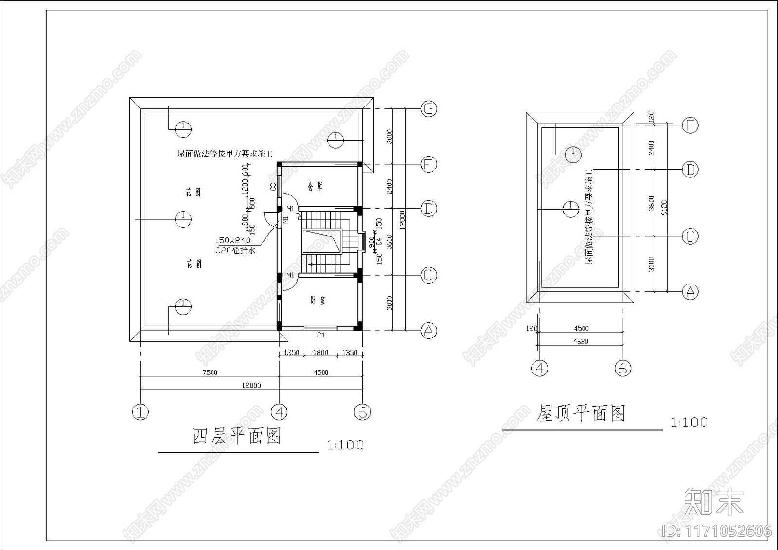 欧式别墅建筑cad施工图下载【ID:1171052606】