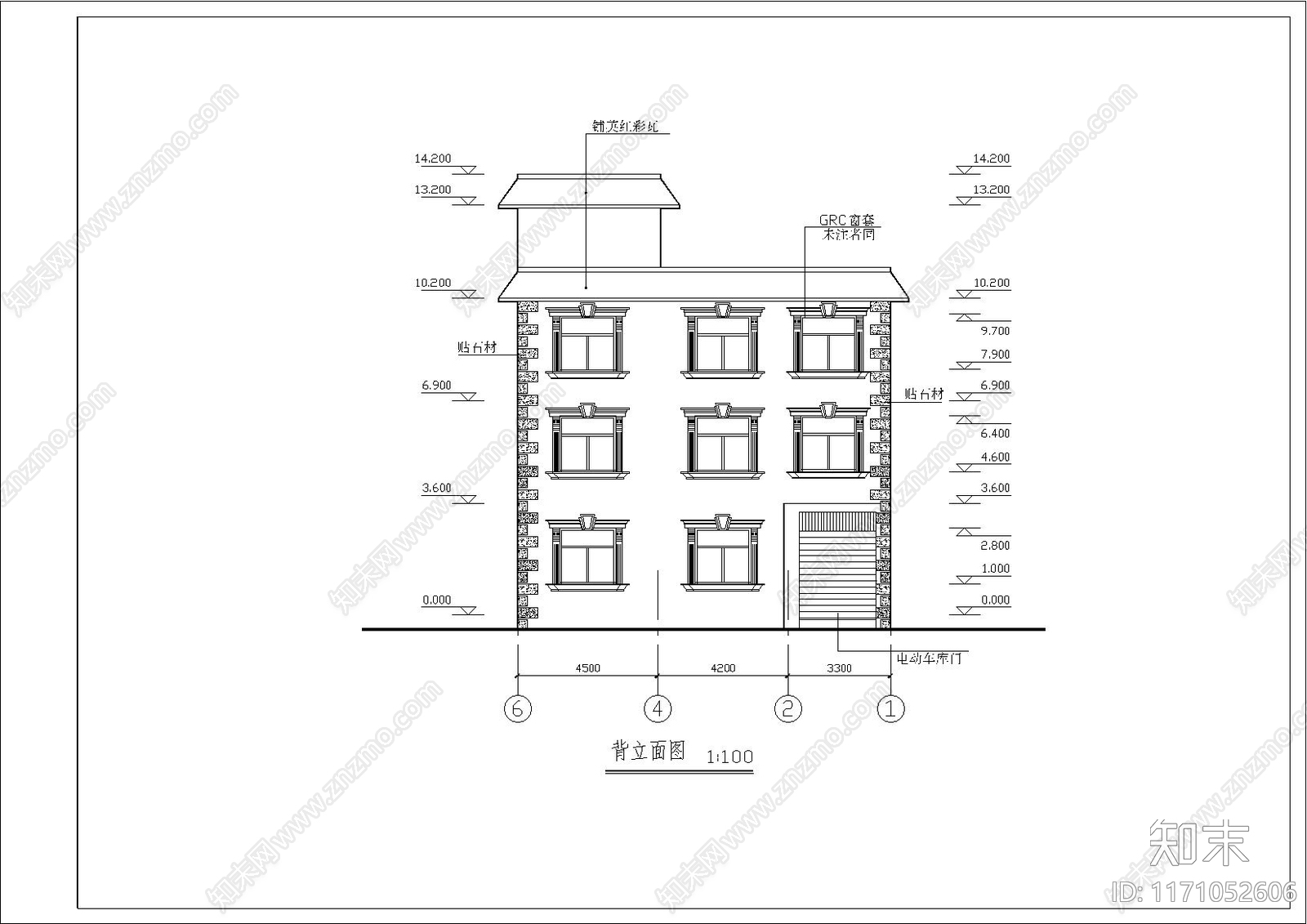 欧式别墅建筑cad施工图下载【ID:1171052606】