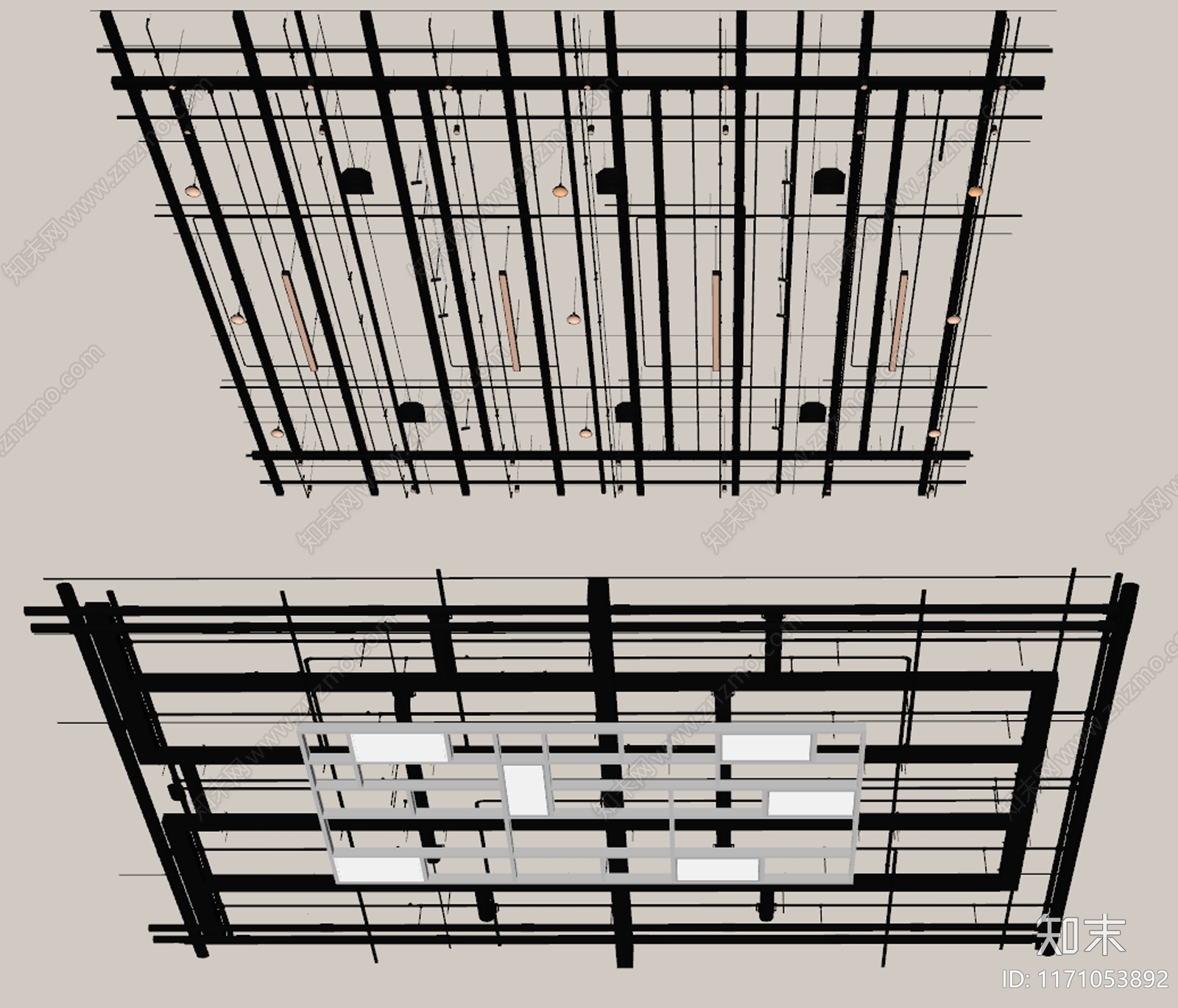 现代工业吊顶SU模型下载【ID:1171053892】