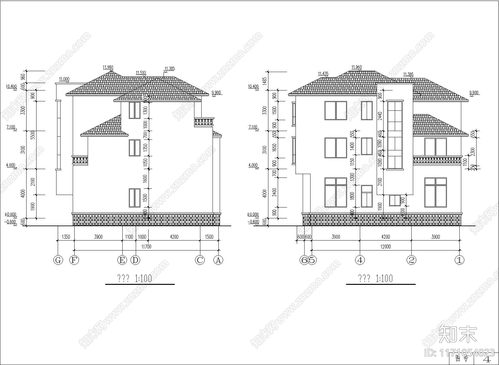 欧式别墅建筑cad施工图下载【ID:1171054023】