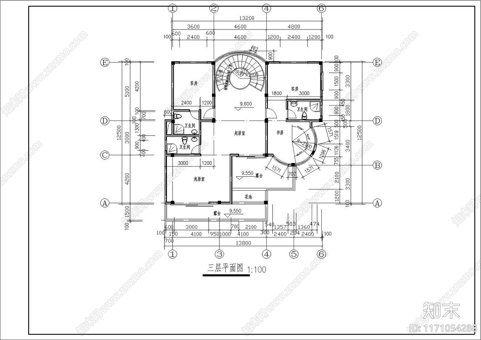 欧式简欧别墅建筑cad施工图下载【ID:1171054288】