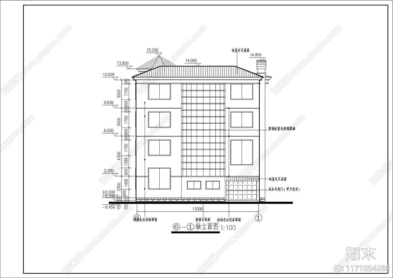 欧式简欧别墅建筑cad施工图下载【ID:1171054288】