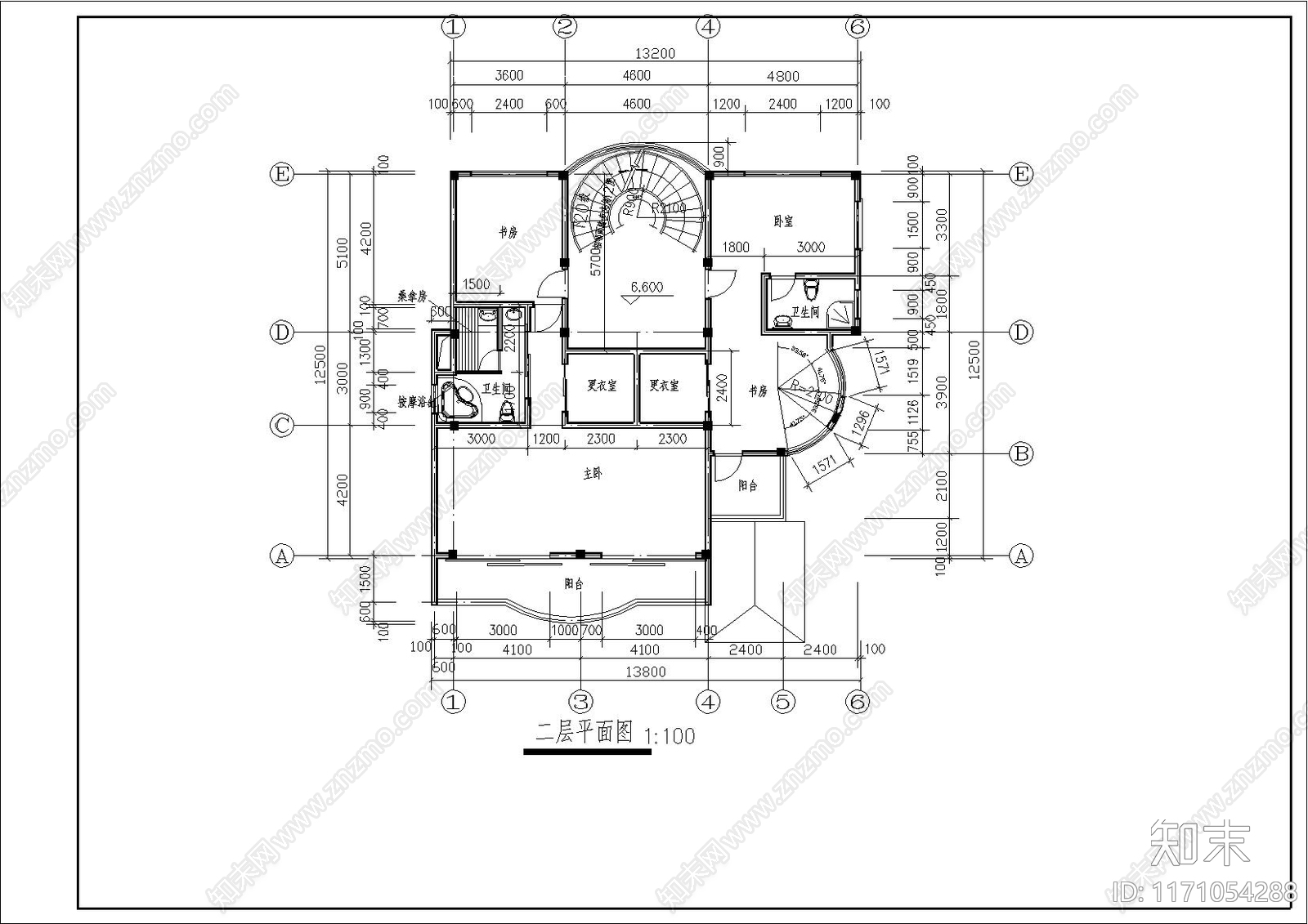 欧式简欧别墅建筑cad施工图下载【ID:1171054288】