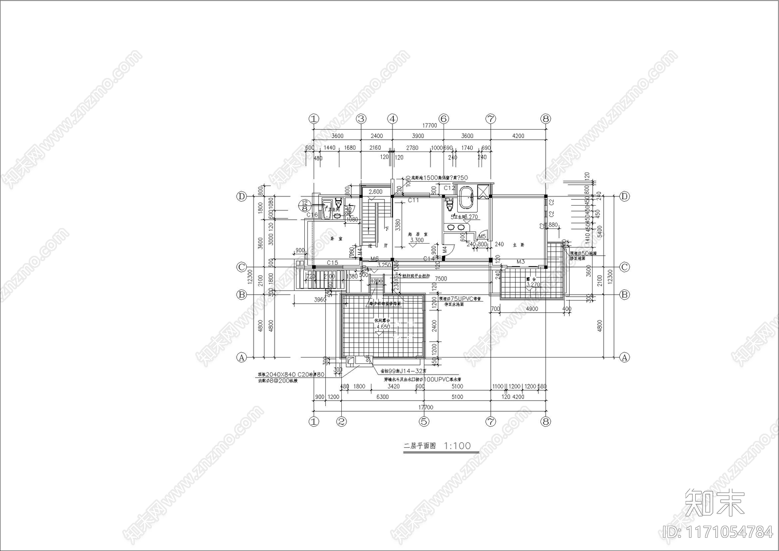 现代别墅建筑cad施工图下载【ID:1171054784】