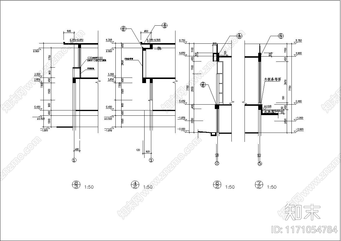 现代别墅建筑cad施工图下载【ID:1171054784】