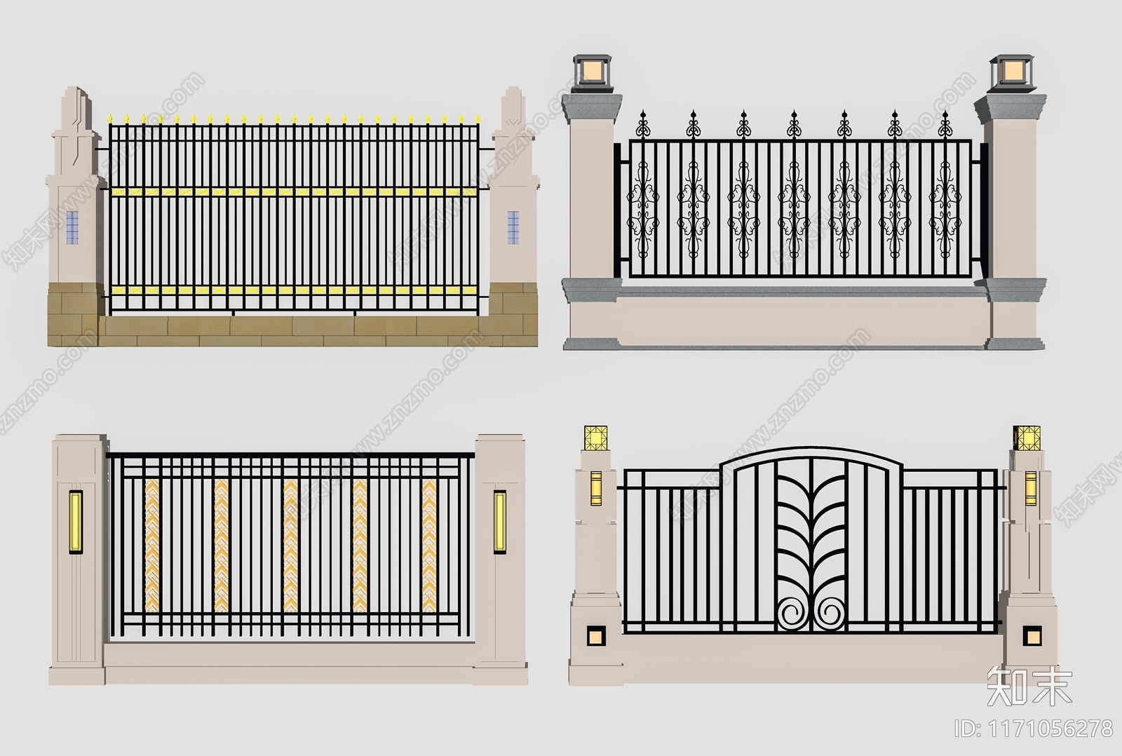 欧式围墙SU模型下载【ID:1171056278】