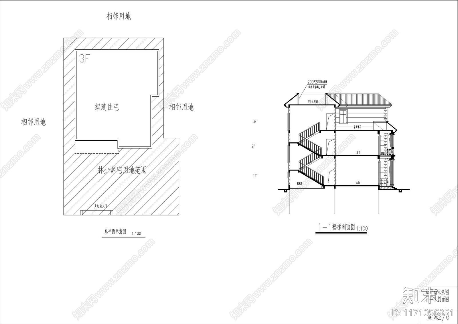 欧式别墅建筑cad施工图下载【ID:1171056351】