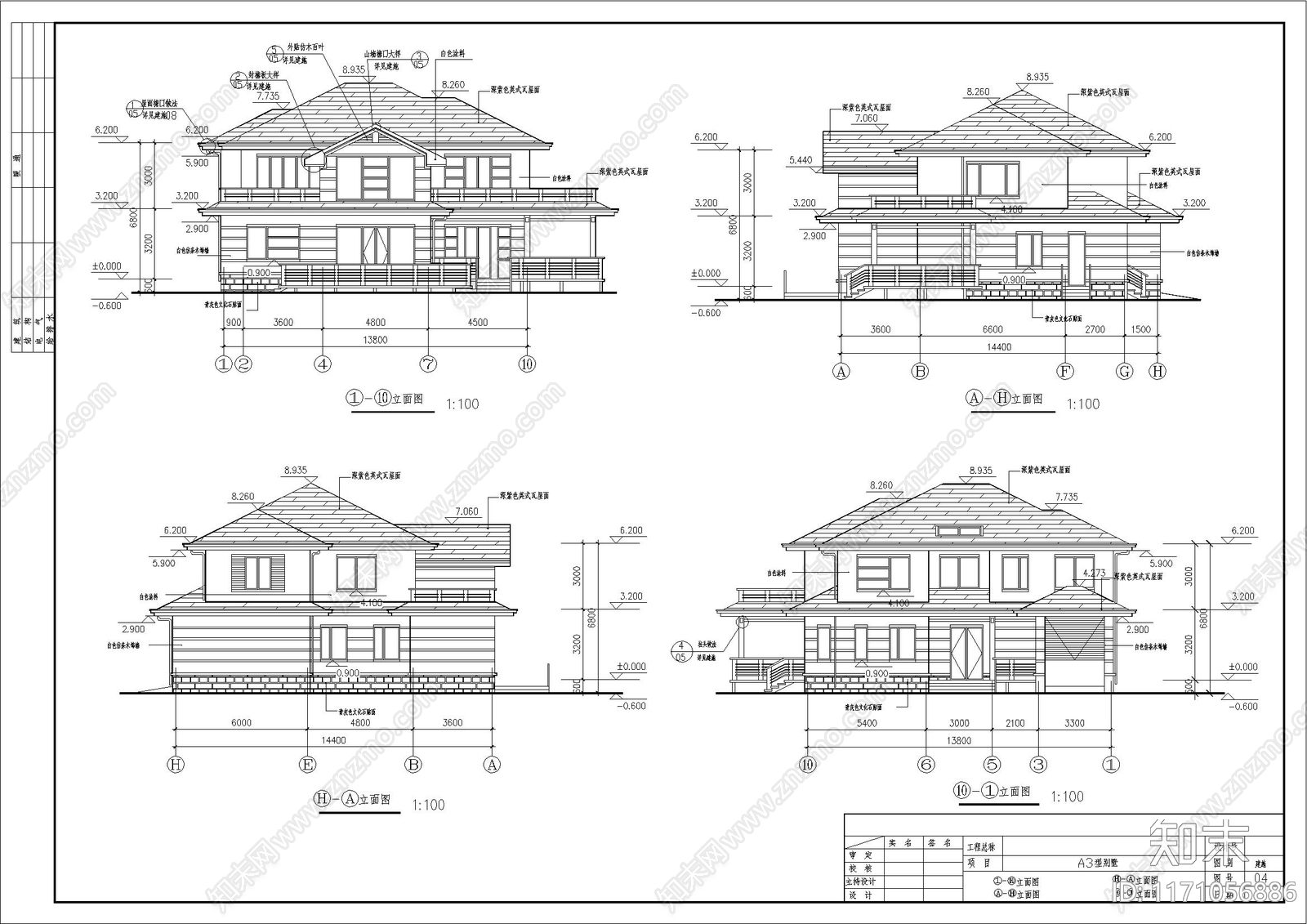 美式别墅建筑cad施工图下载【ID:1171056886】