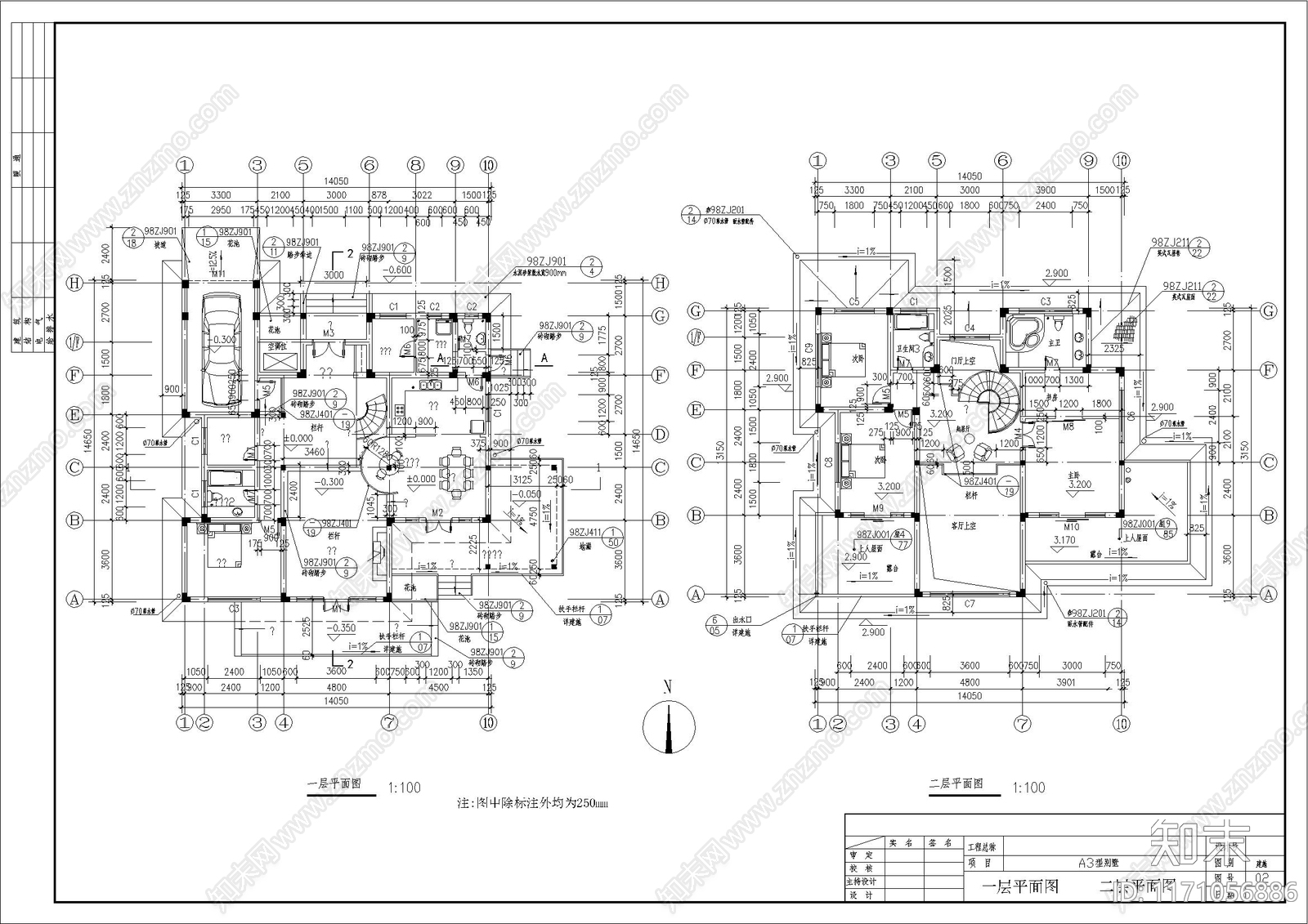 美式别墅建筑cad施工图下载【ID:1171056886】