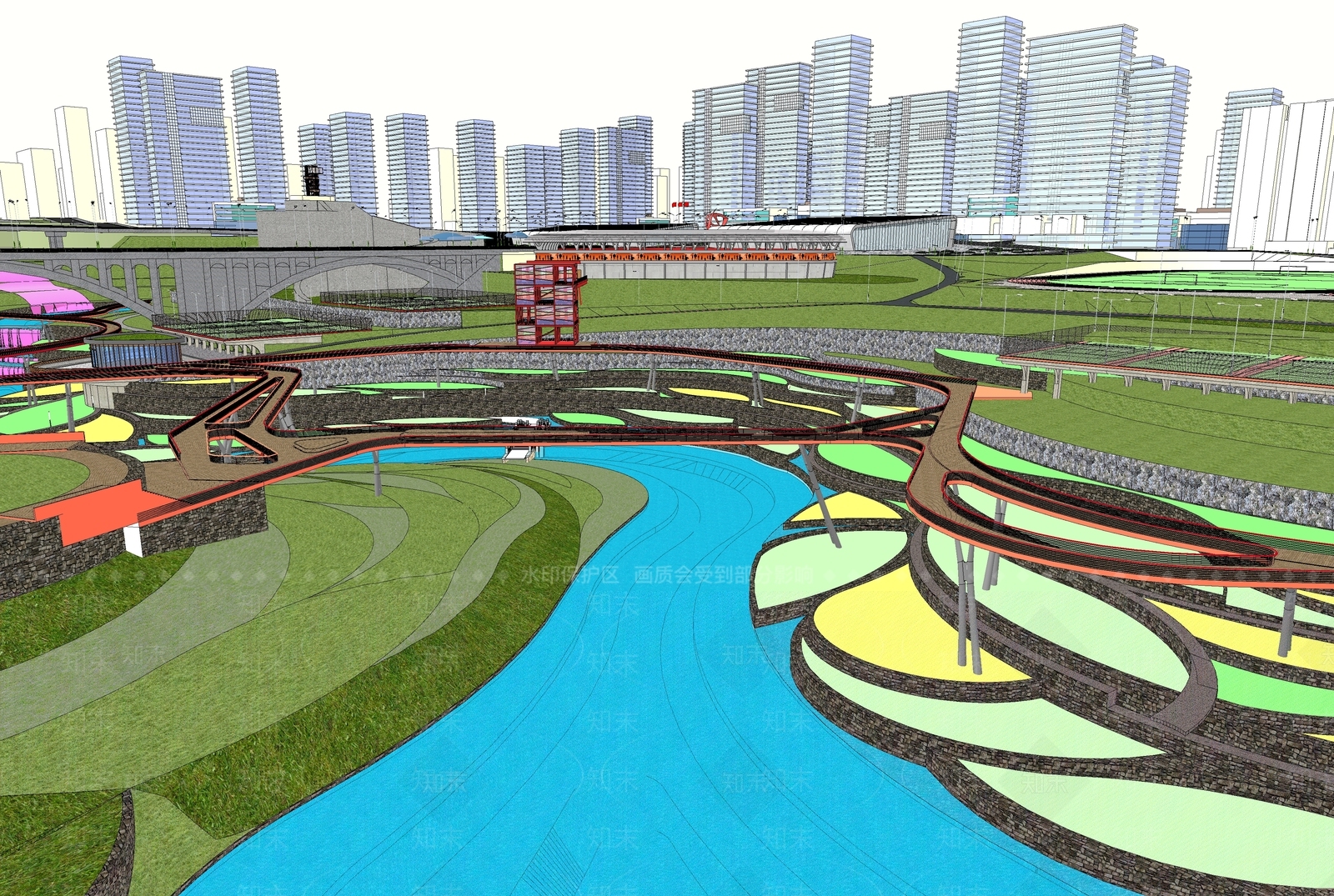 现代景观公园SU模型下载【ID:1171061735】