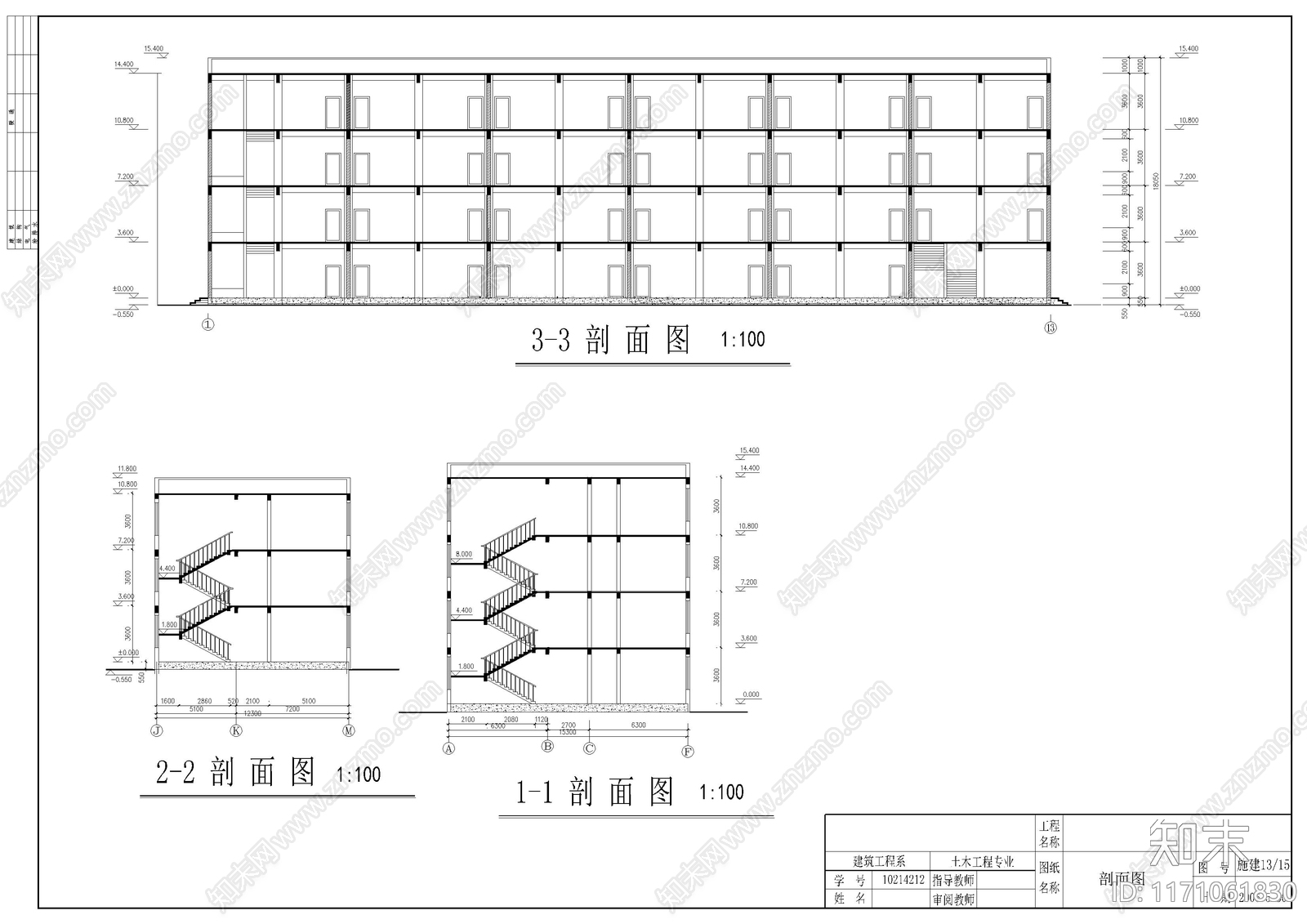 现代学校建筑cad施工图下载【ID:1171061830】
