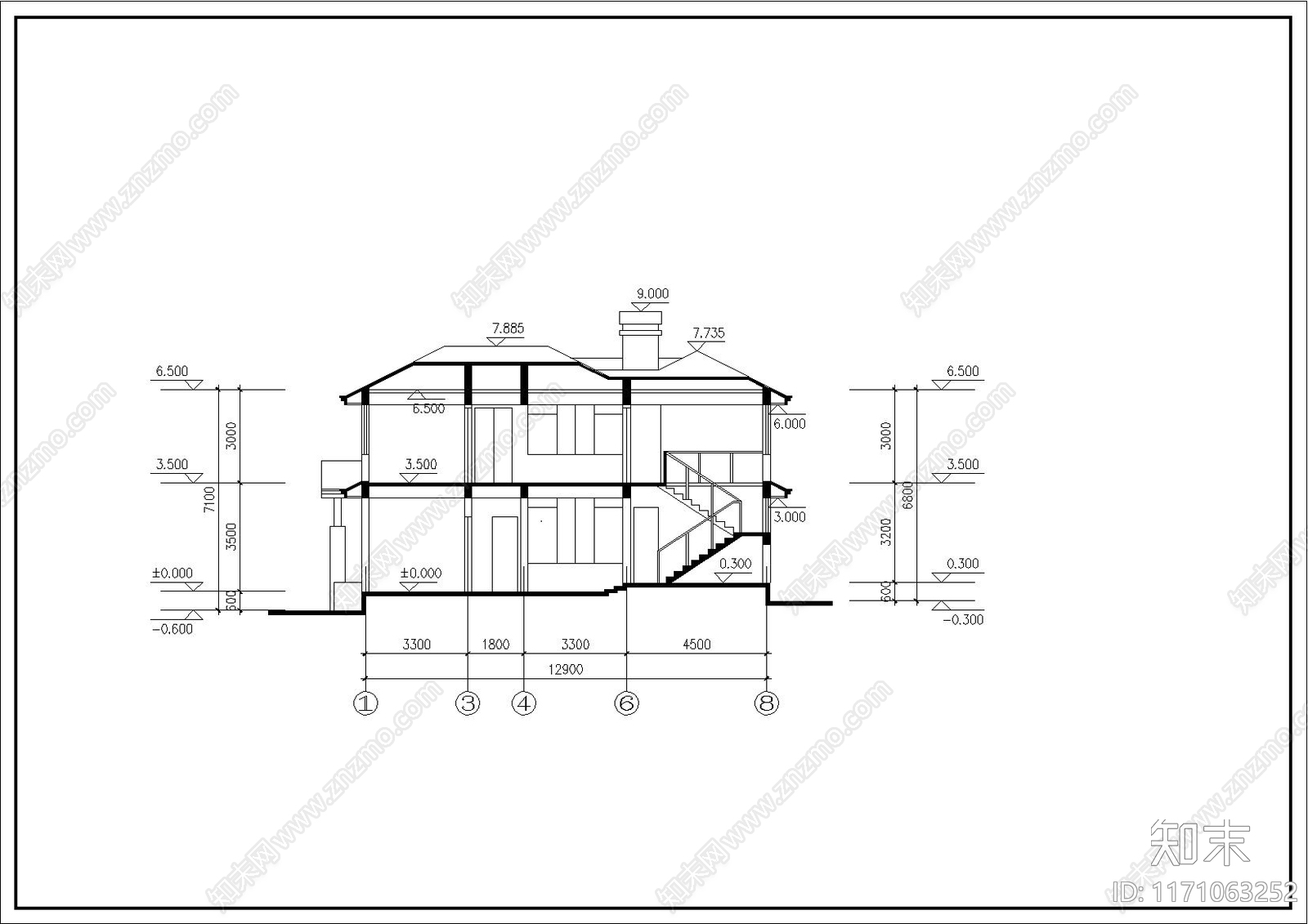 现代别墅建筑cad施工图下载【ID:1171063252】