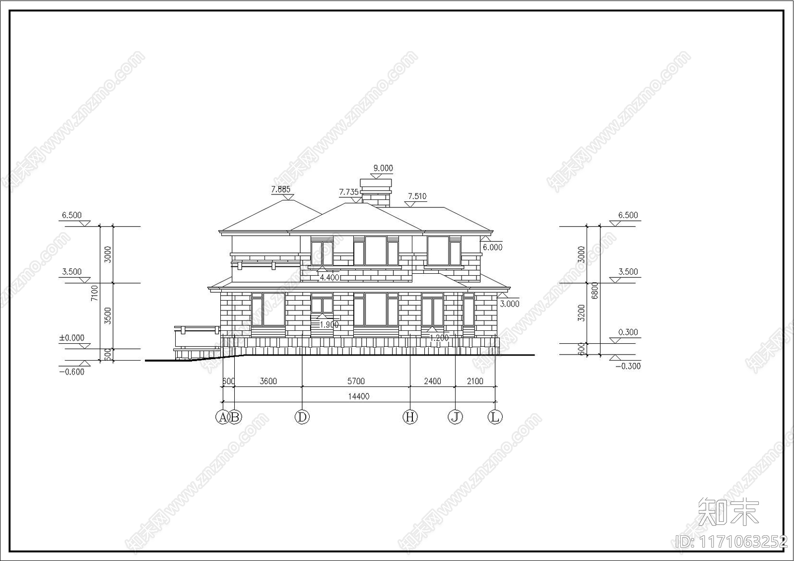 现代别墅建筑cad施工图下载【ID:1171063252】