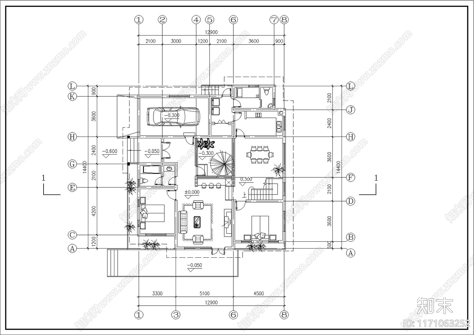 现代别墅建筑cad施工图下载【ID:1171063252】