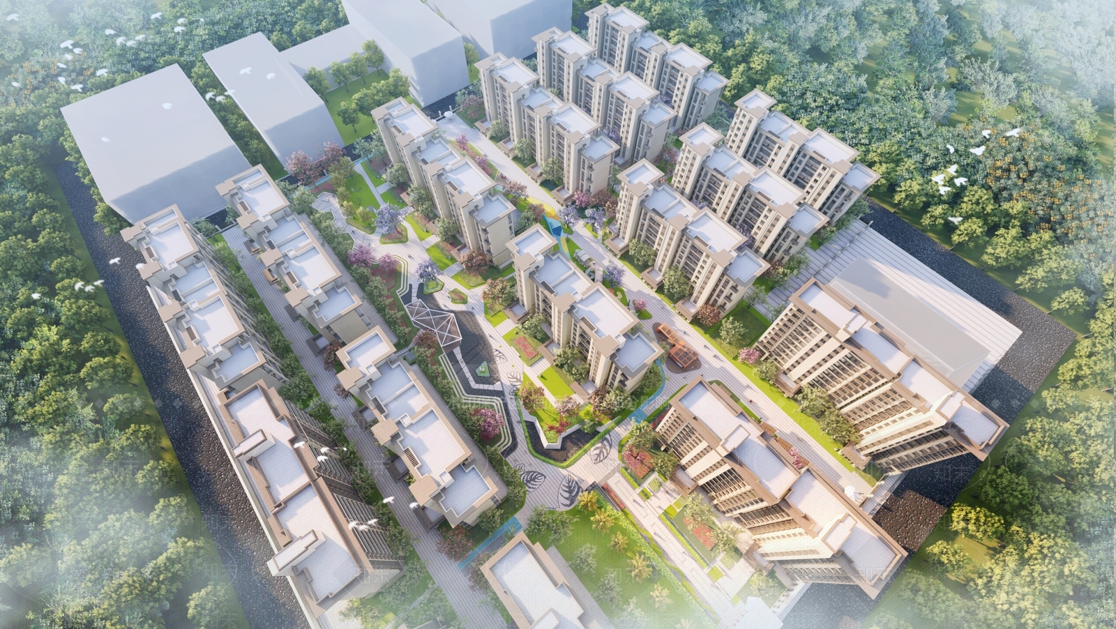 现代小区景观SU模型下载【ID:1171064039】