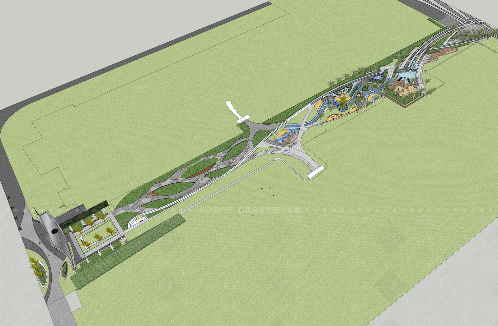 现代景观公园SU模型下载【ID:1171063629】