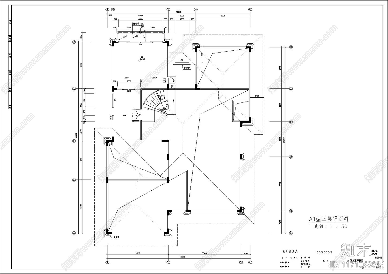 中式新中式别墅建筑cad施工图下载【ID:1171063824】