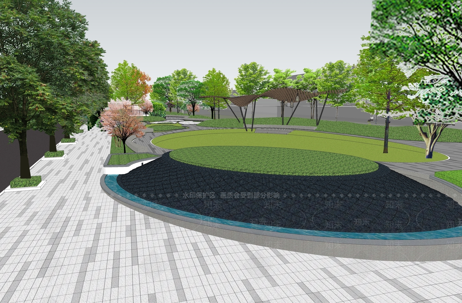 现代景观公园SU模型下载【ID:1171064293】