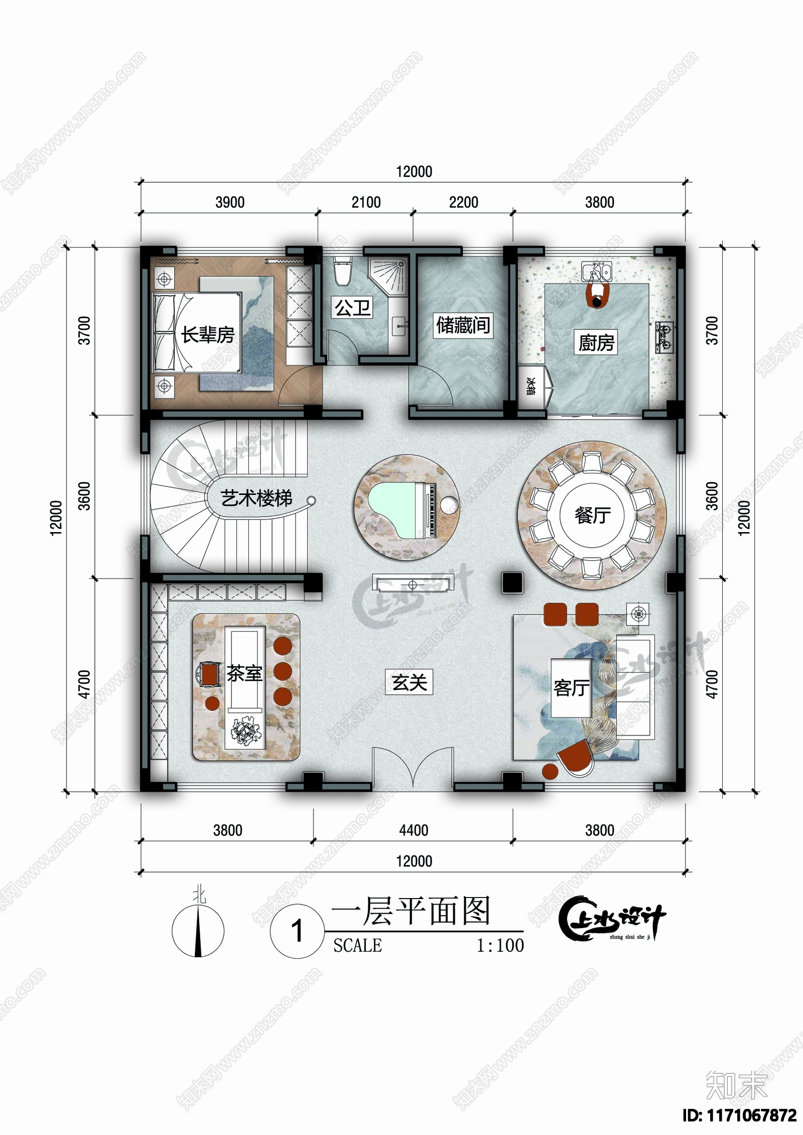 新中式欧式别墅建筑施工图下载【ID:1171067872】