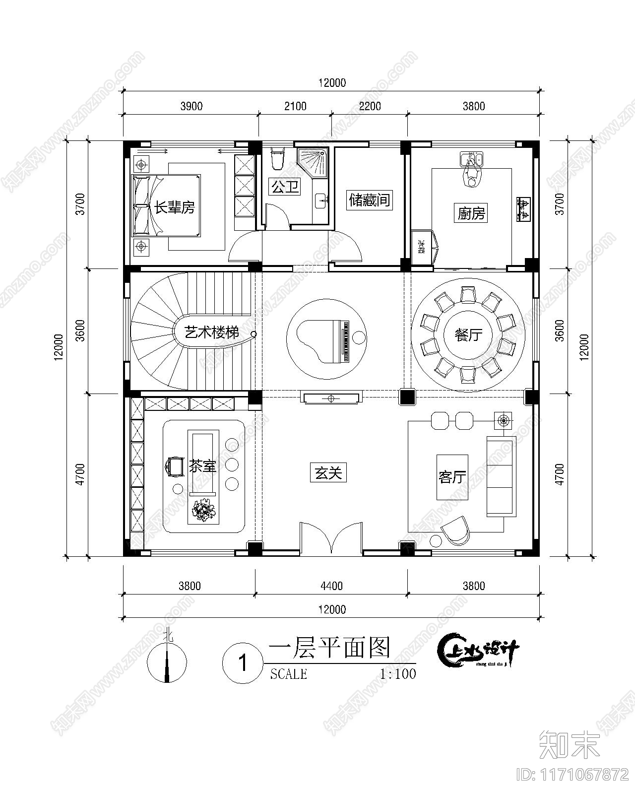 新中式欧式别墅建筑施工图下载【ID:1171067872】