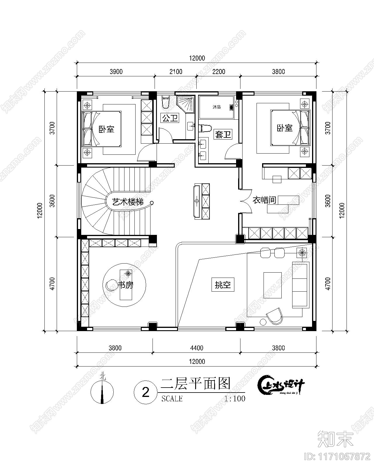 新中式欧式别墅建筑施工图下载【ID:1171067872】