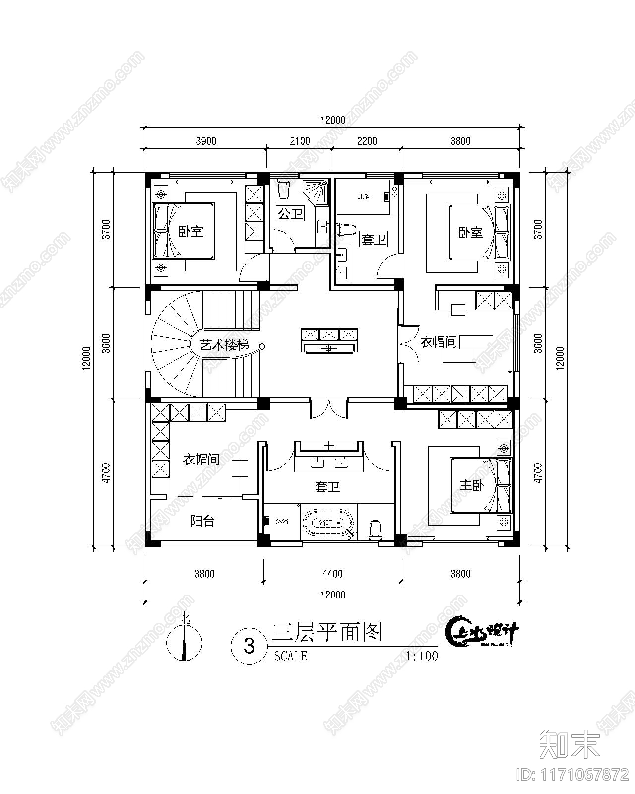 新中式欧式别墅建筑施工图下载【ID:1171067872】