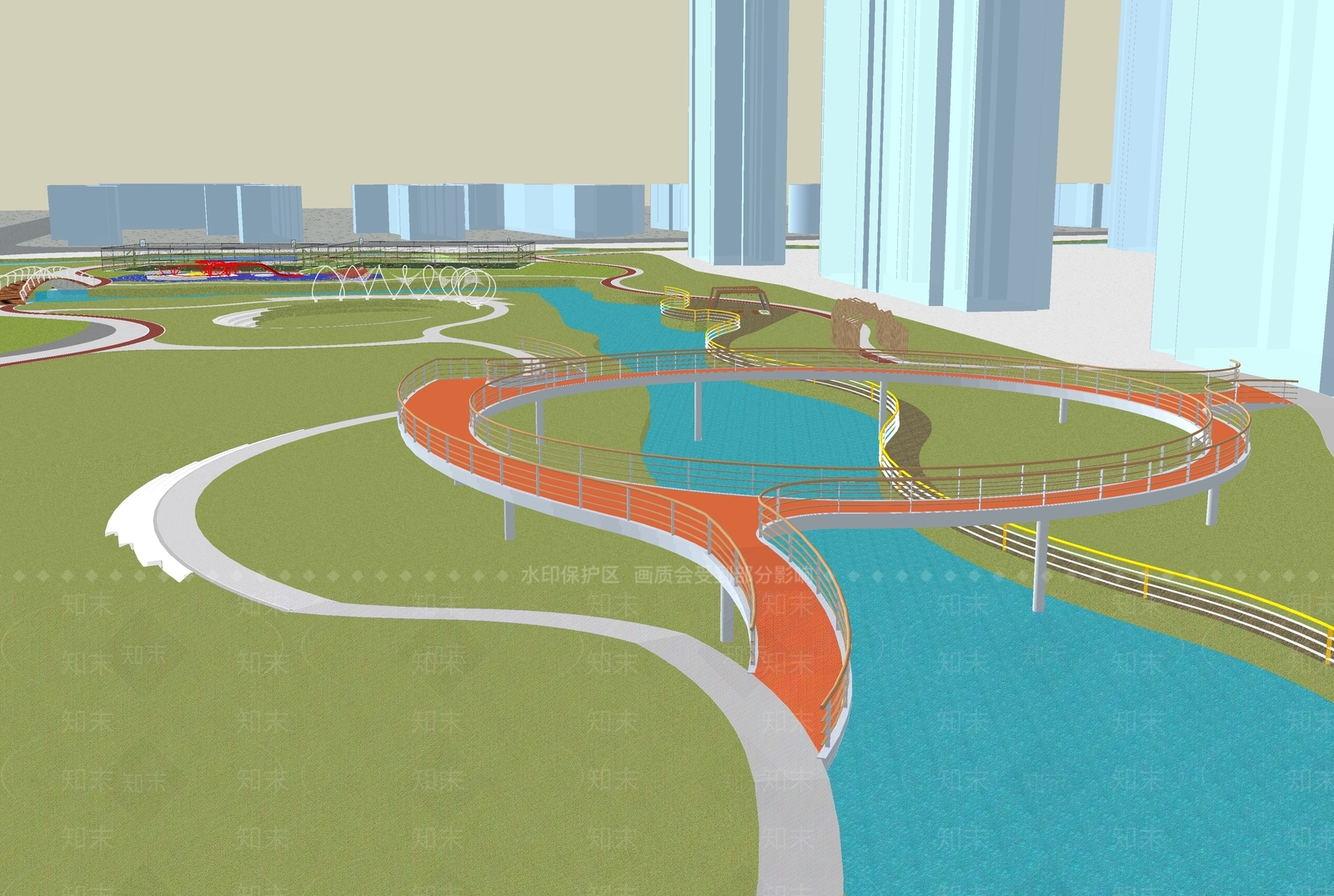 现代景观公园SU模型下载【ID:1171068786】