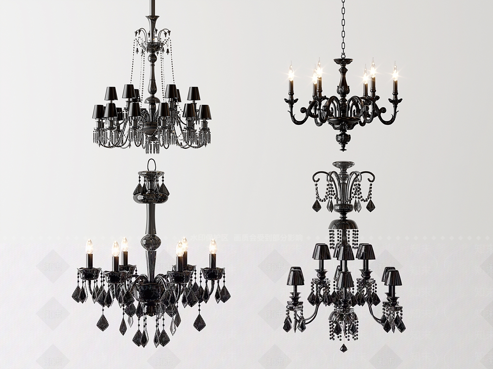 欧式法式吊灯SU模型下载【ID:1171068653】