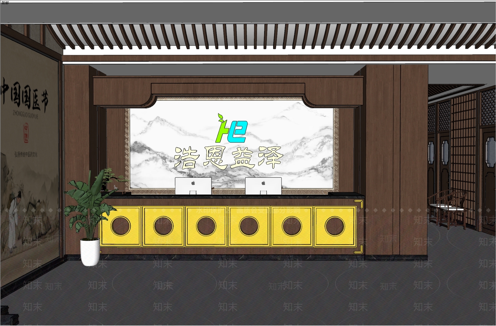 中式新中式医院SU模型下载【ID:1171070484】