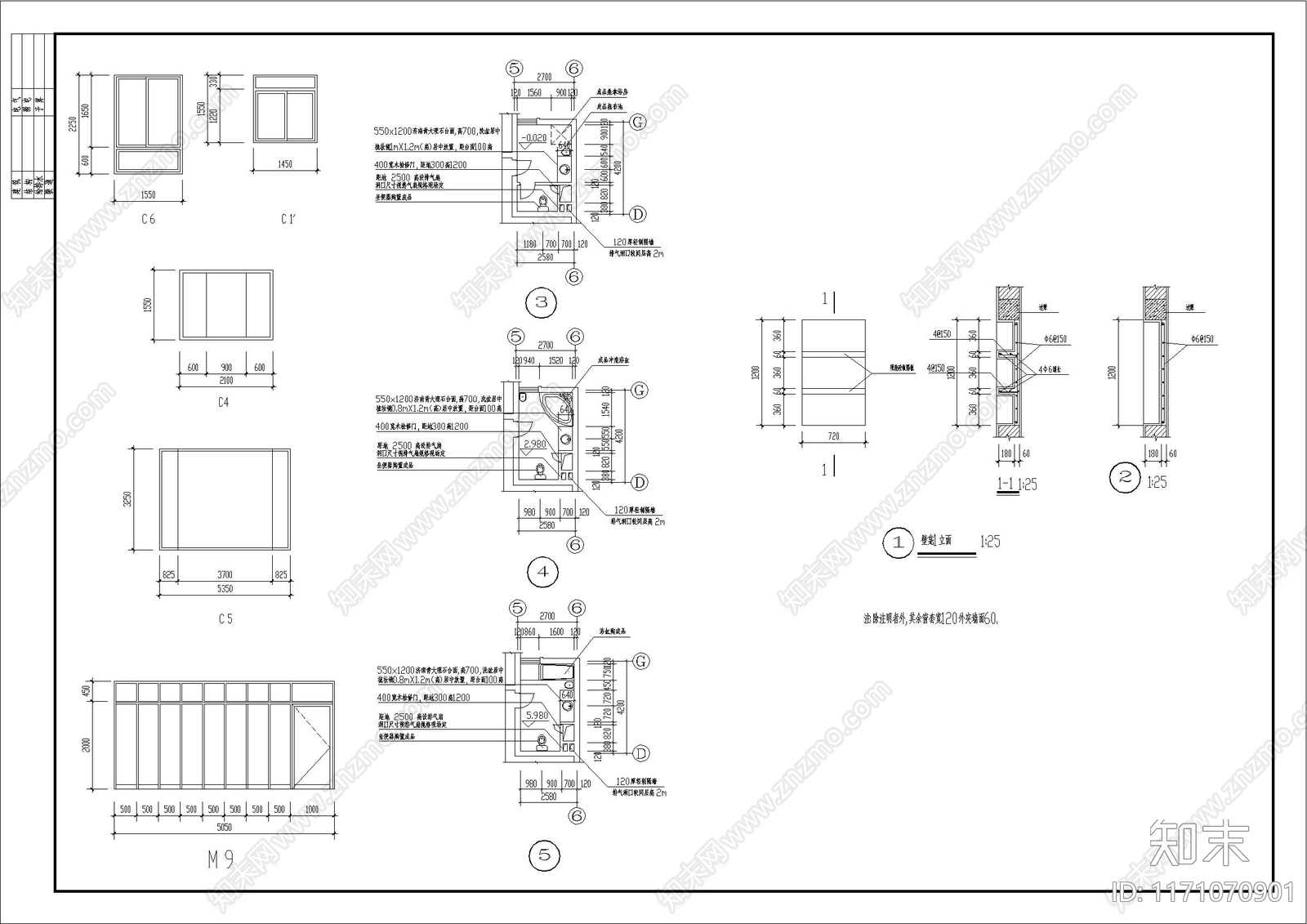 欧式别墅建筑cad施工图下载【ID:1171070901】