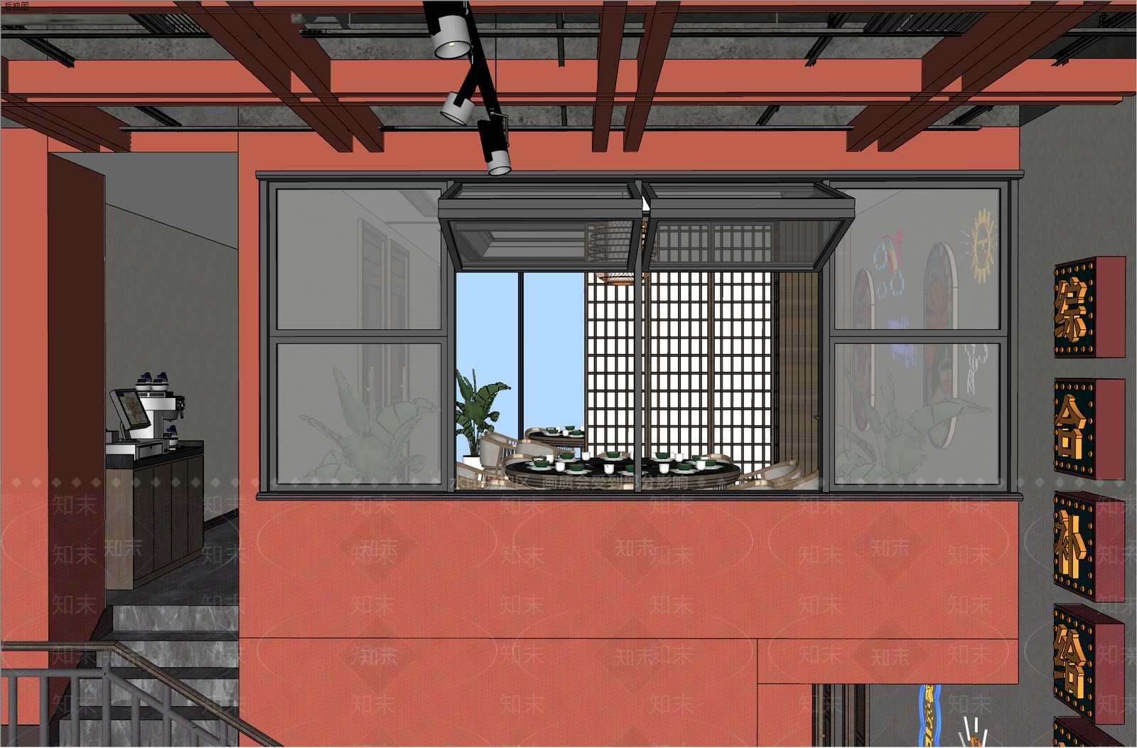 新中式现代中餐厅SU模型下载【ID:1171071941】