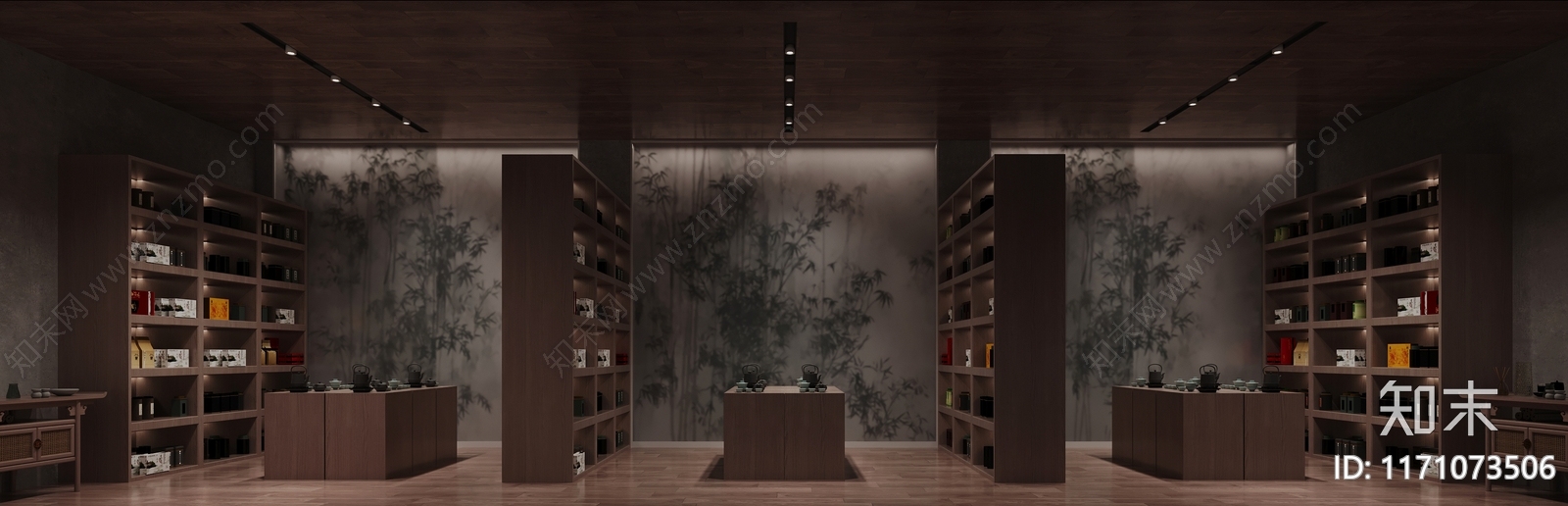 现代新中式茶叶店3D模型下载【ID:1171073506】