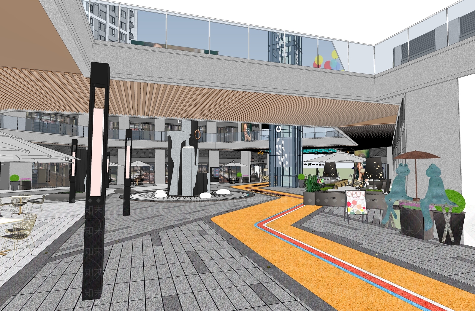 现代商场建筑SU模型下载【ID:1171073957】