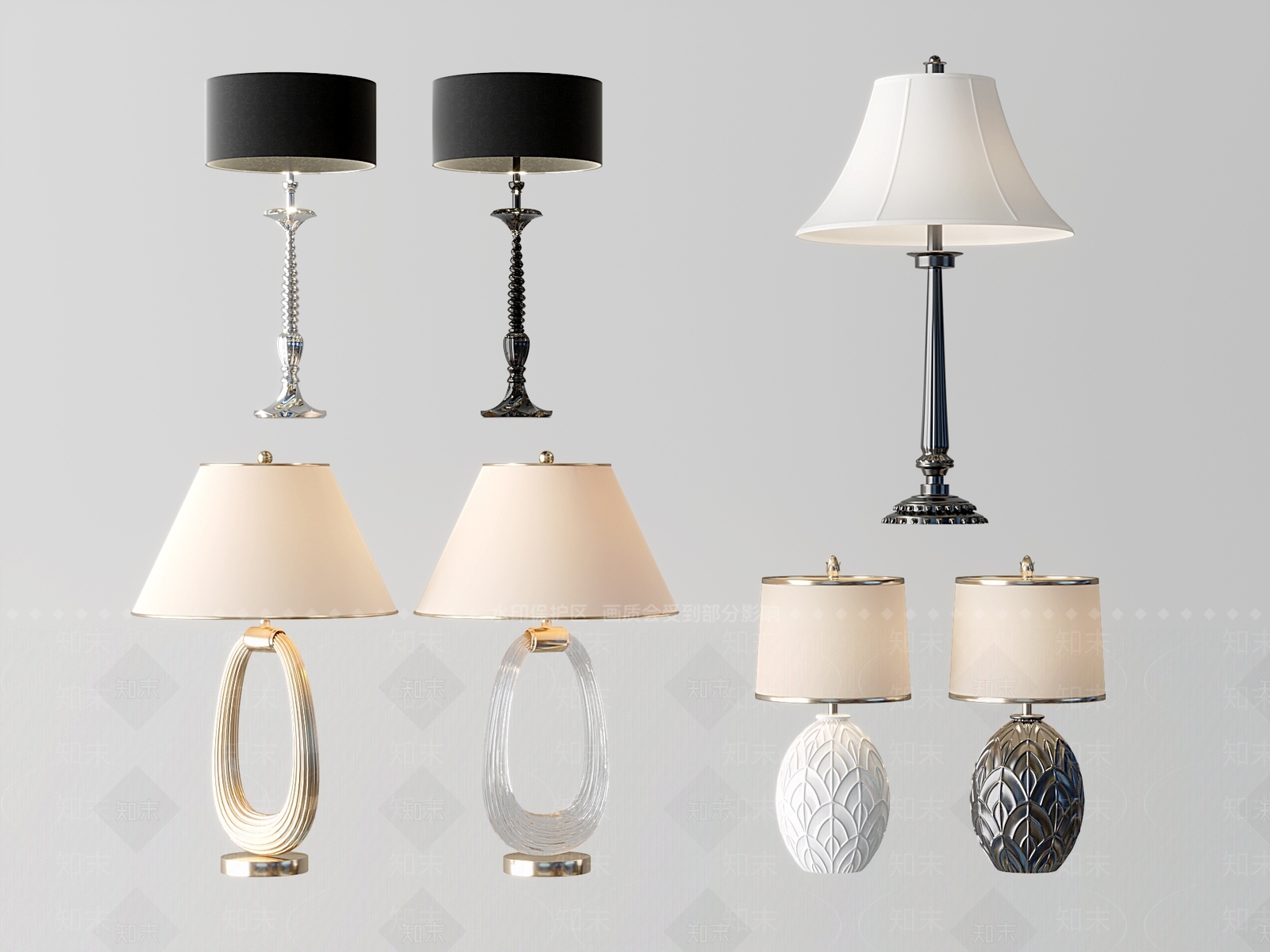 现代欧式台灯SU模型下载【ID:1171076421】