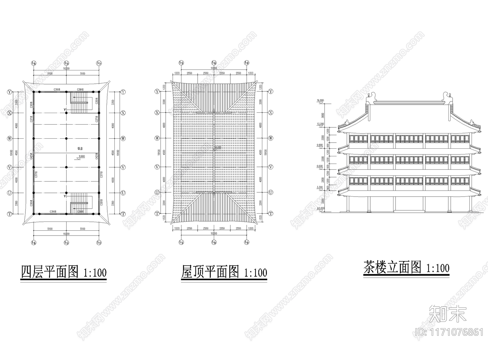 中式商业街cad施工图下载【ID:1171076861】