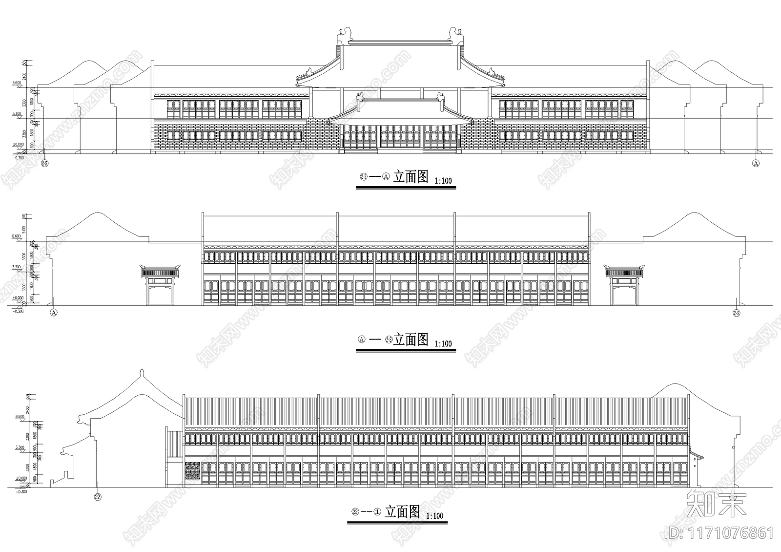 中式商业街cad施工图下载【ID:1171076861】