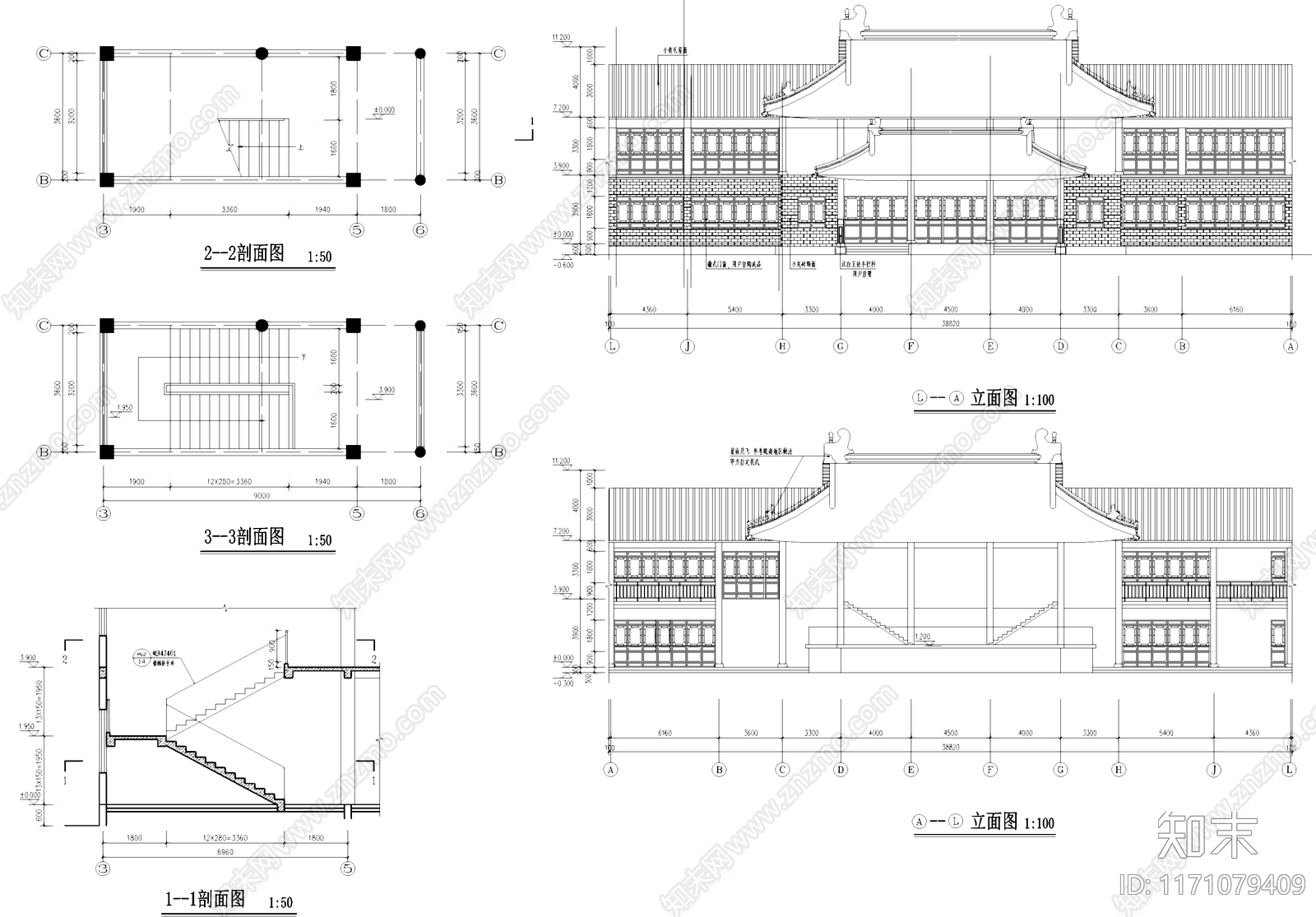 中式商业街施工图下载【ID:1171079409】