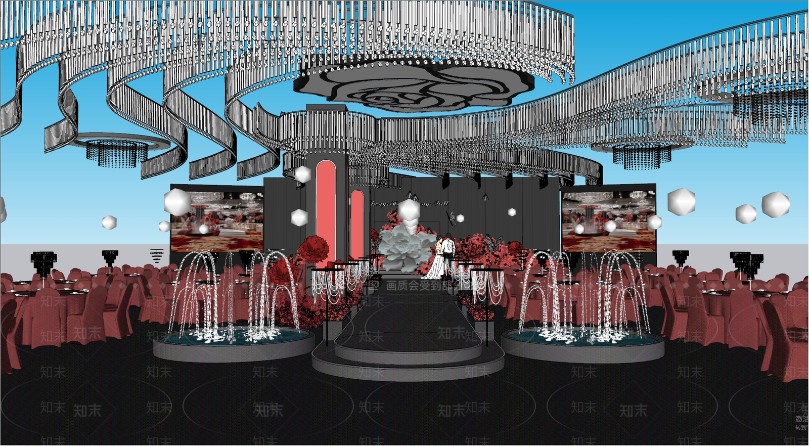 现代宴会厅SU模型下载【ID:1171085055】
