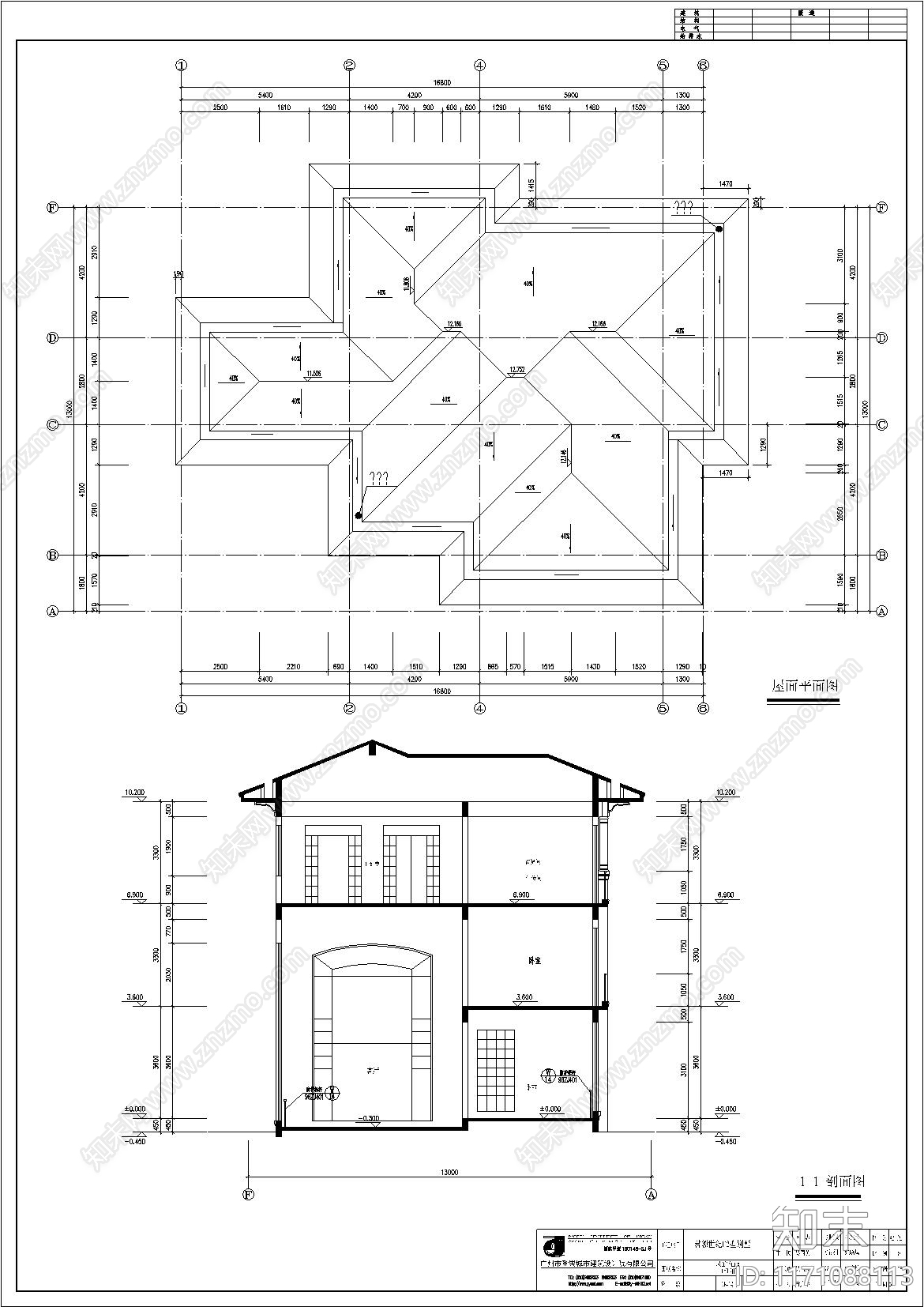 欧式别墅建筑cad施工图下载【ID:1171088113】