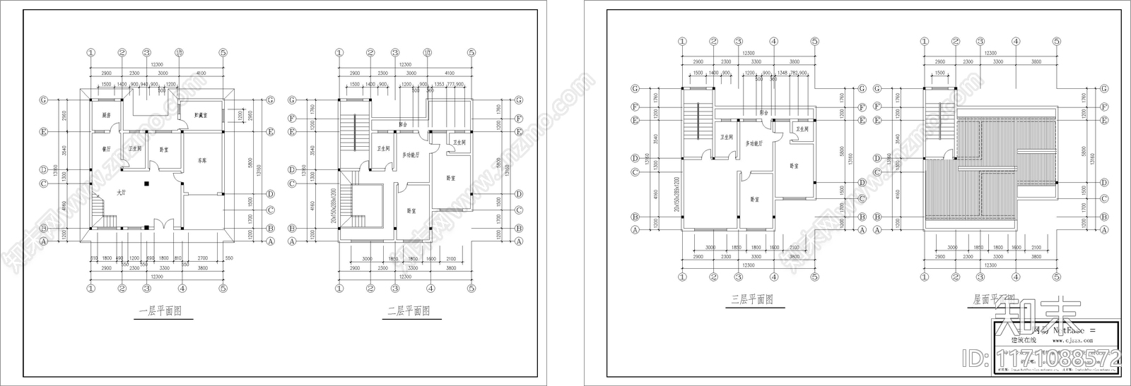 欧式别墅建筑cad施工图下载【ID:1171088572】