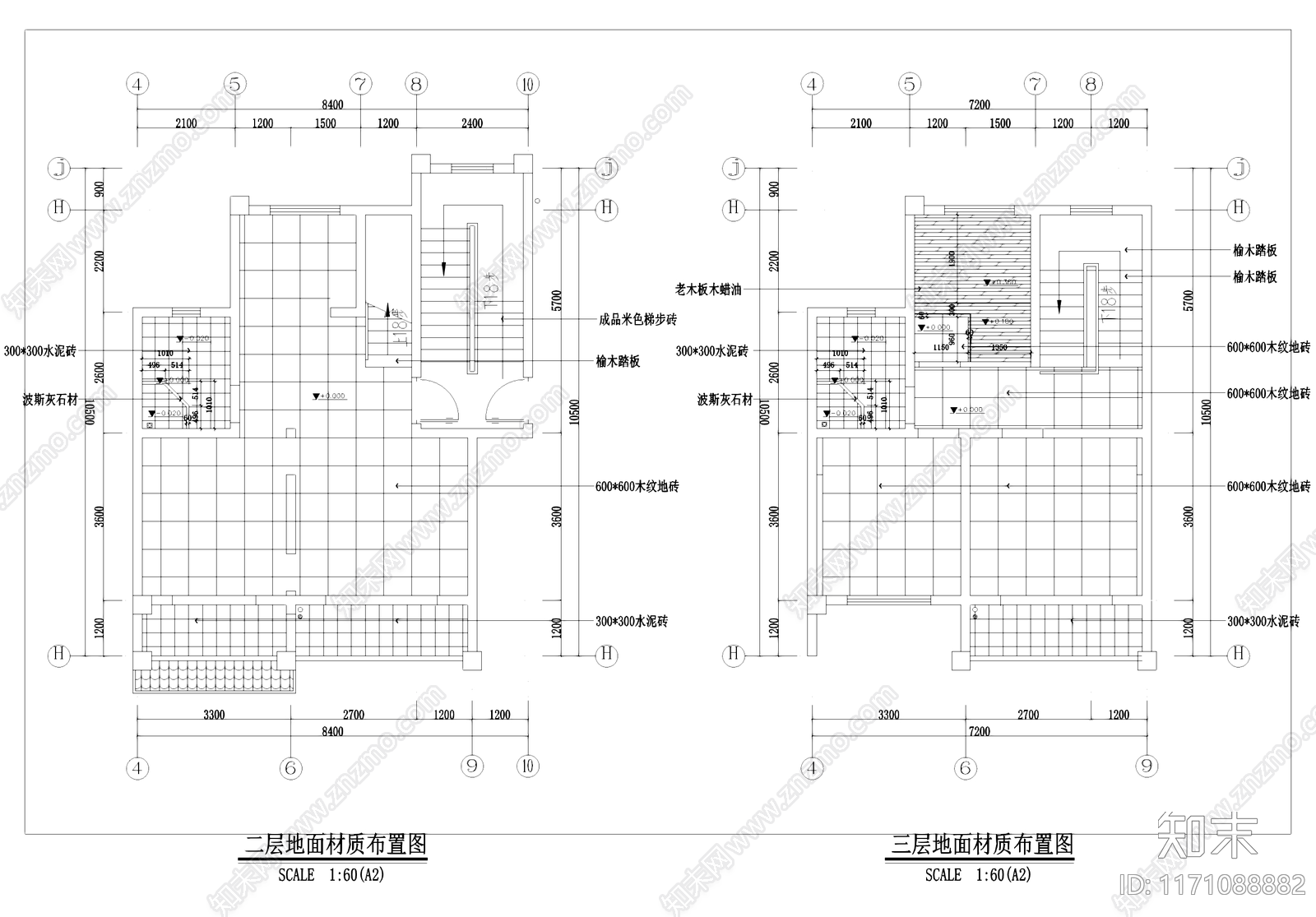 北欧民宿cad施工图下载【ID:1171088882】