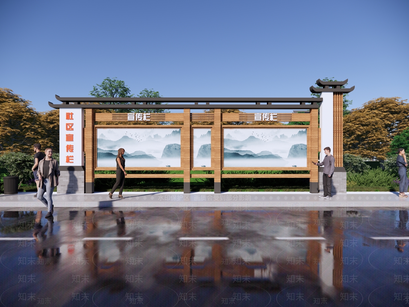 新中式宣传栏SU模型下载【ID:1171090133】
