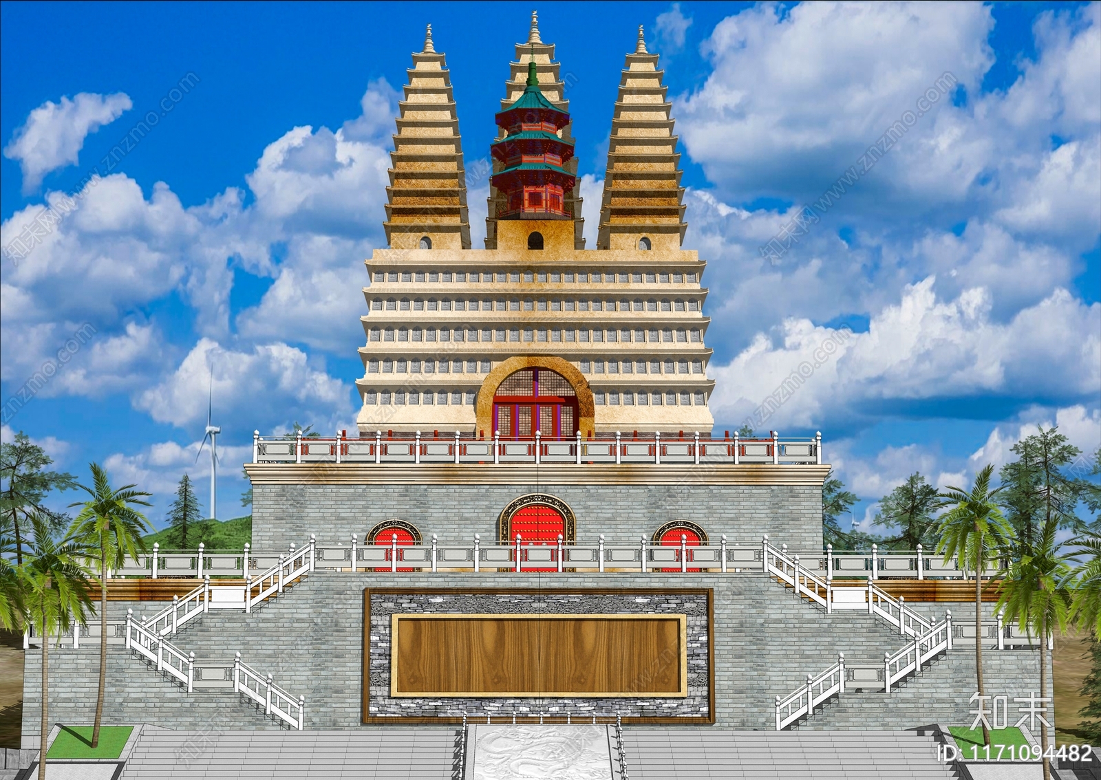 中式寺庙建筑SU模型下载【ID:1171094482】