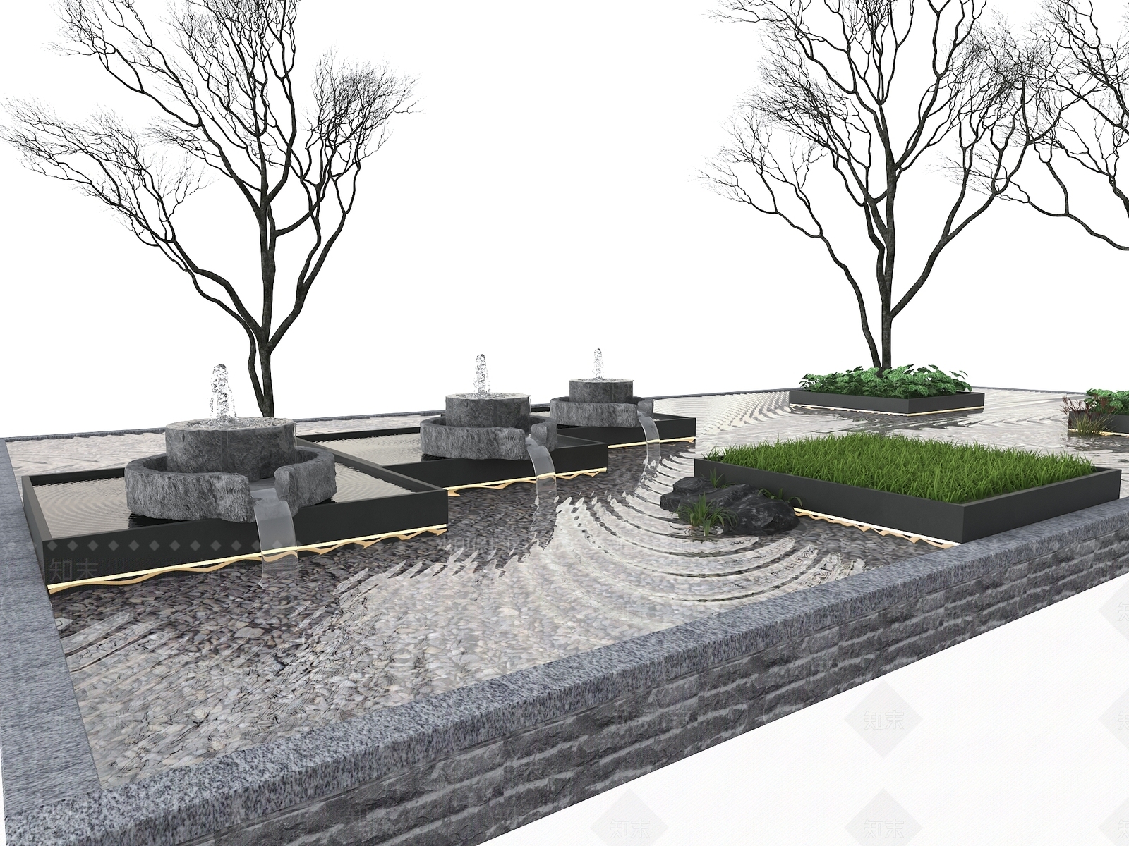 现代假山水景3D模型下载【ID:1171110501】