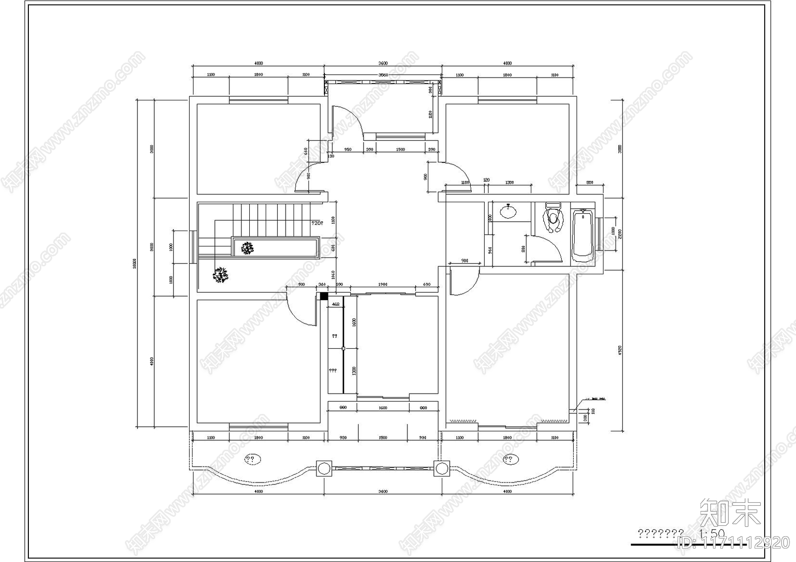 现代美式别墅建筑cad施工图下载【ID:1171112920】