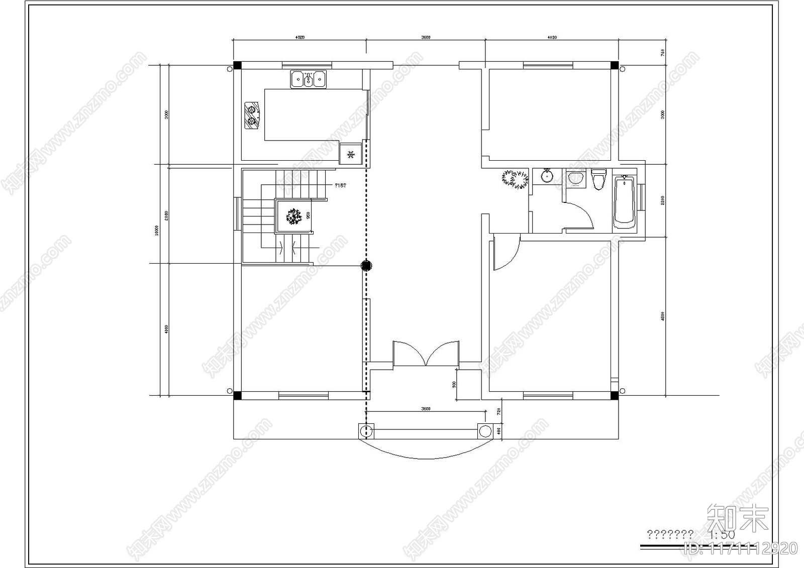 现代美式别墅建筑cad施工图下载【ID:1171112920】